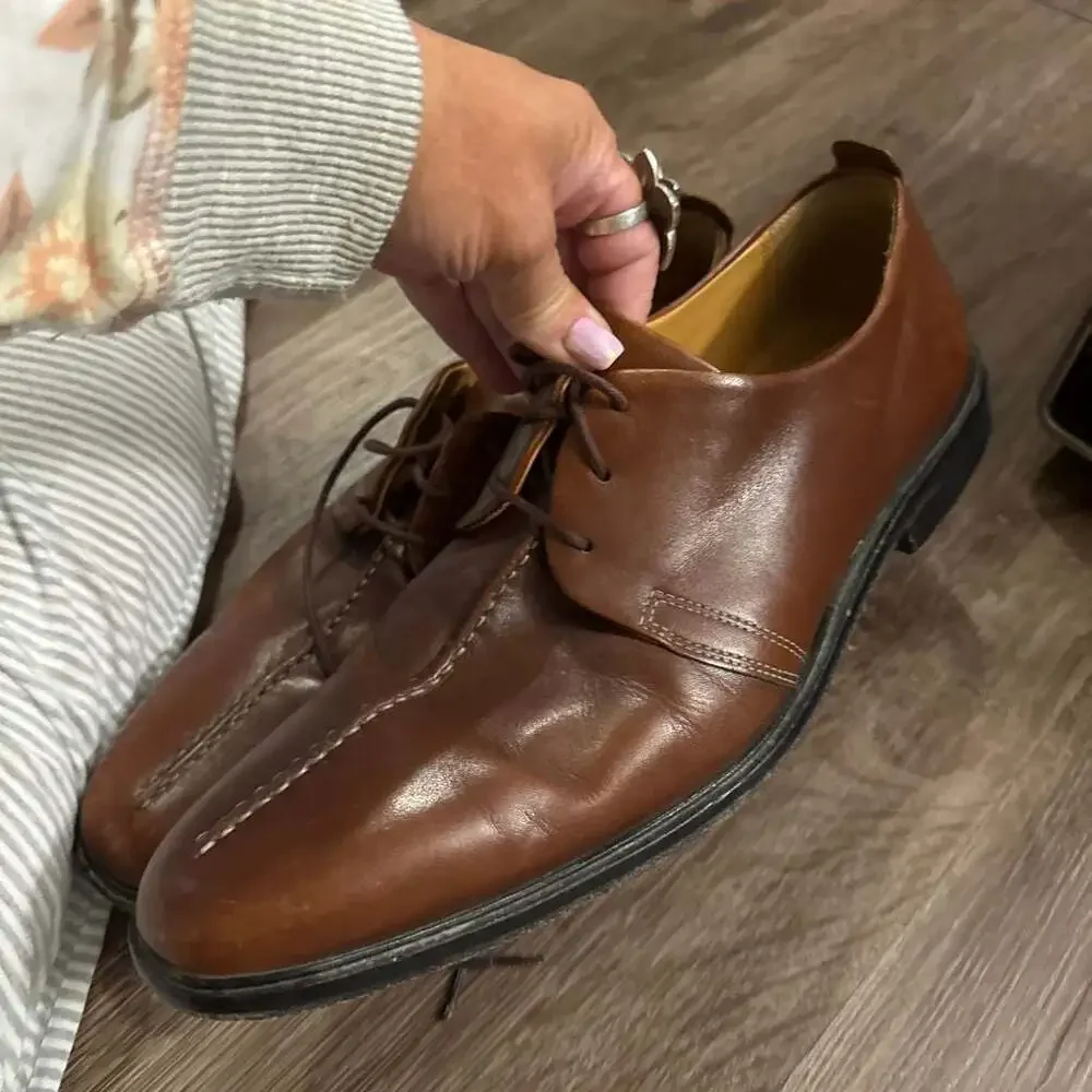 Cole Haan Beckett Brown Leather Split Toe Lace-Up Dress Oxfords